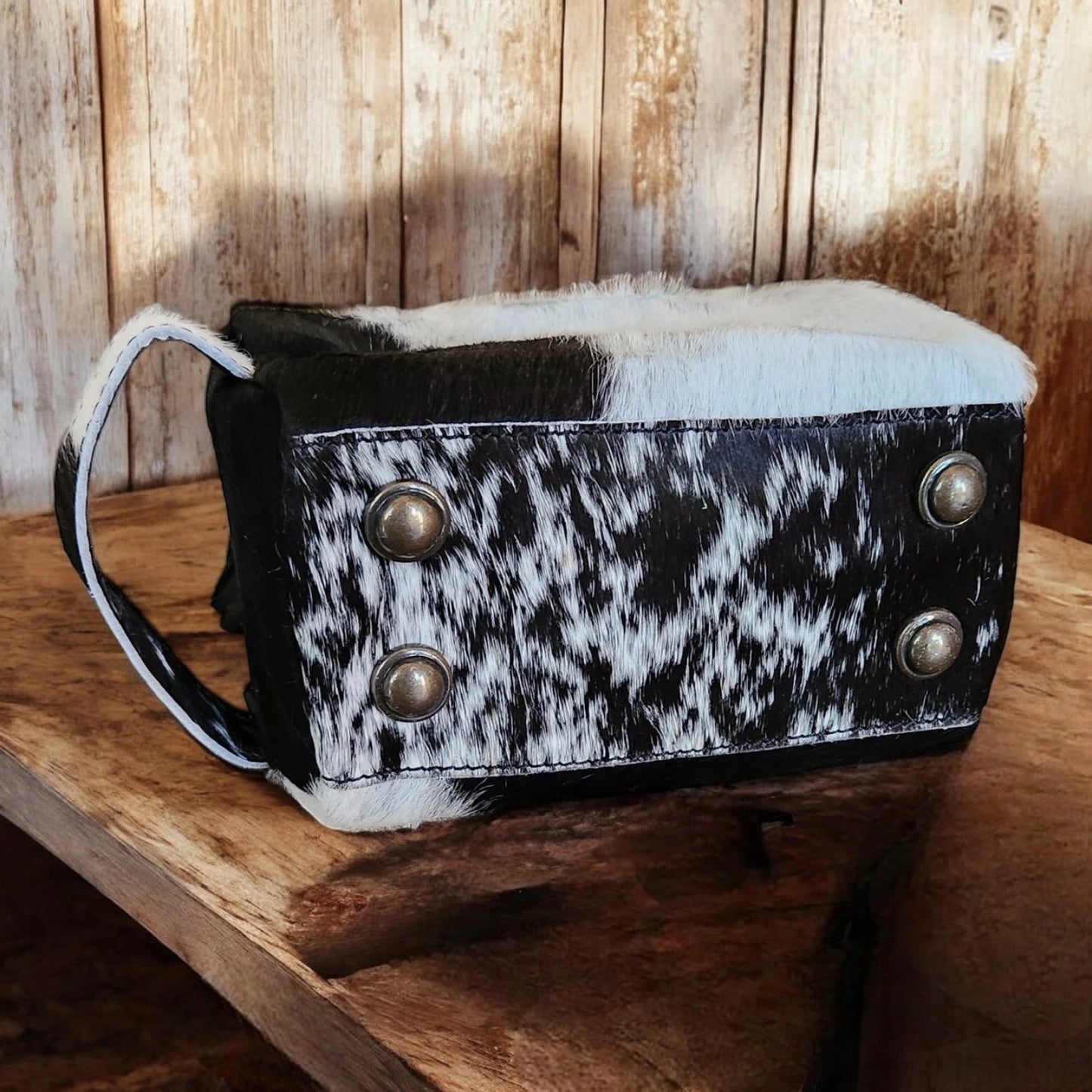 Genuine Cowhide Handcrafted Cosmetic Pouch Highlands Cowhide Makeup Bag