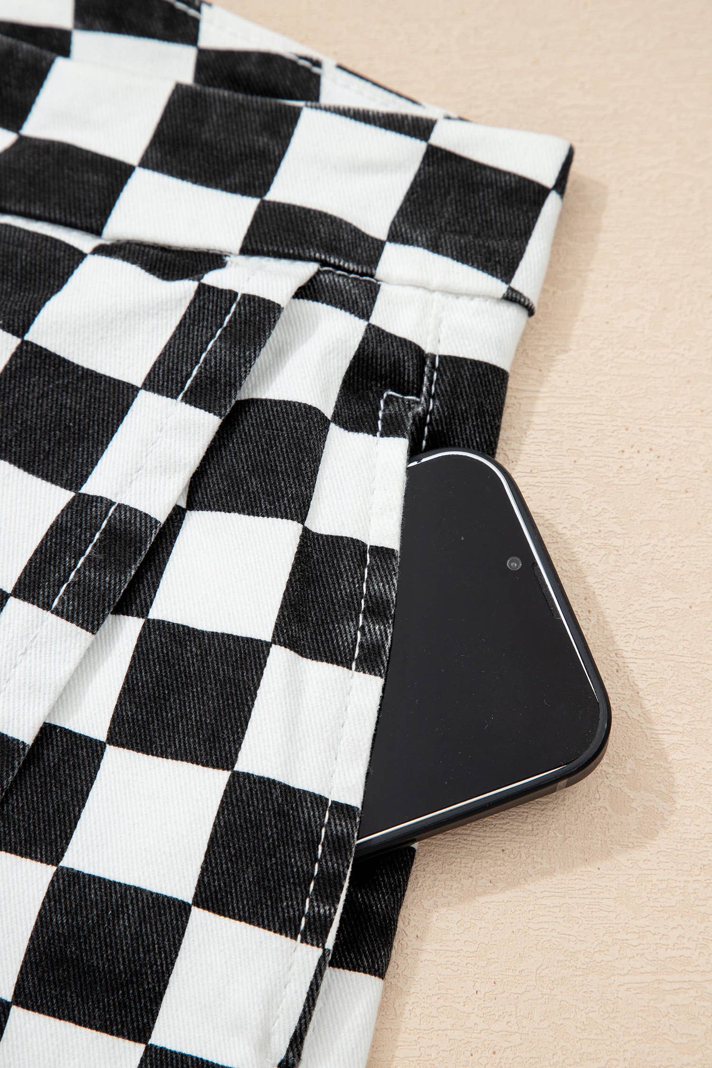 Checkered Print Overlap Mini Skort