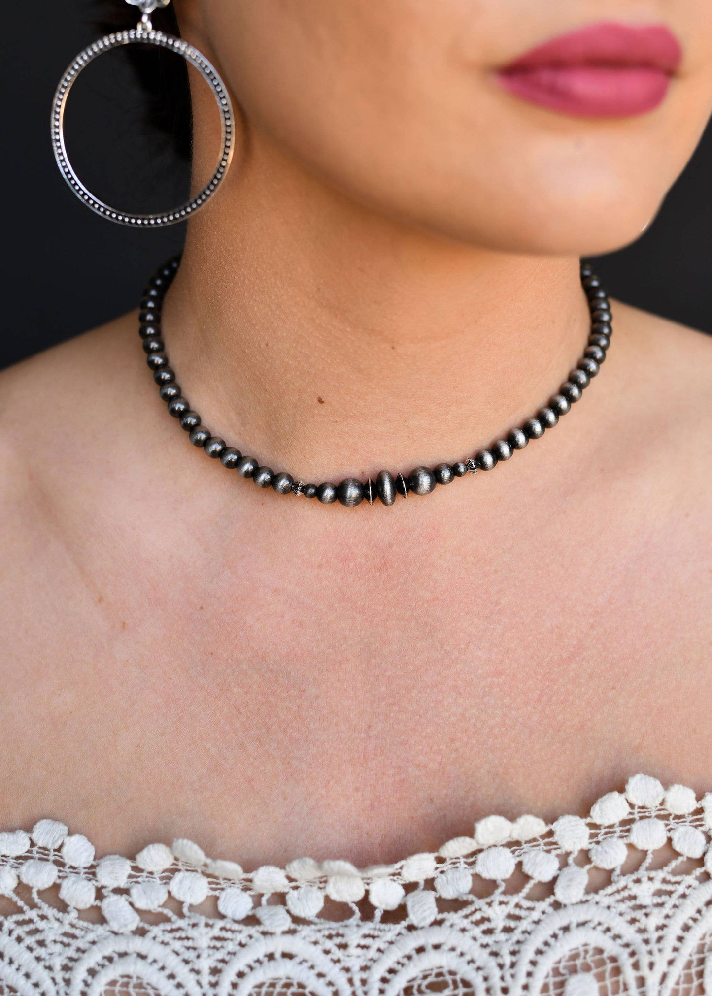 14" Dainty Faux Navajo Pearl Choker