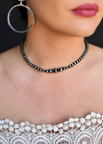 14" Dainty Faux Navajo Pearl Choker