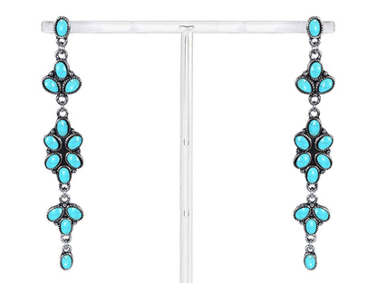 Turquoise WESTERN CLUSTER DANGLE Earrings