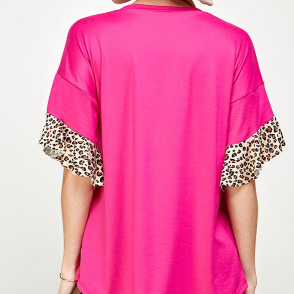 Leopard Print Sleeve Tunic Top