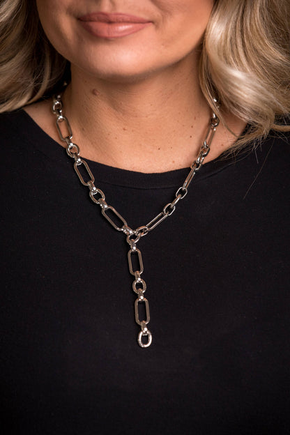 17" Silver Chunky Chain Y Necklace