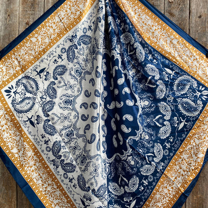 35X35"  Blue Two-Toned Paisley Wild Rag/Scarf WR3300