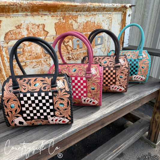 Double Down Tooled Leather Speedy Bag
