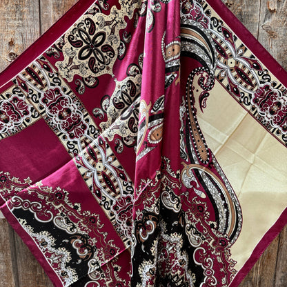 35X35" Burgundy and Cream Wild Rag / Scarf WR1016