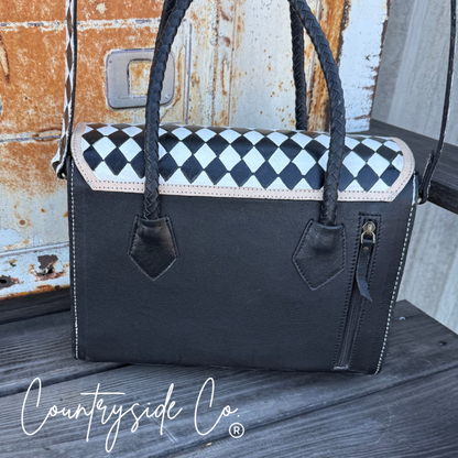 Reno Leather Checkered Handbag