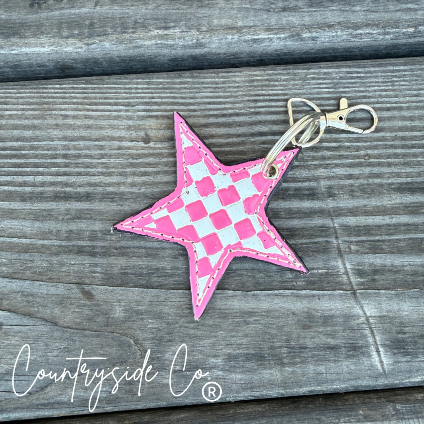 Checkered Star Keychain