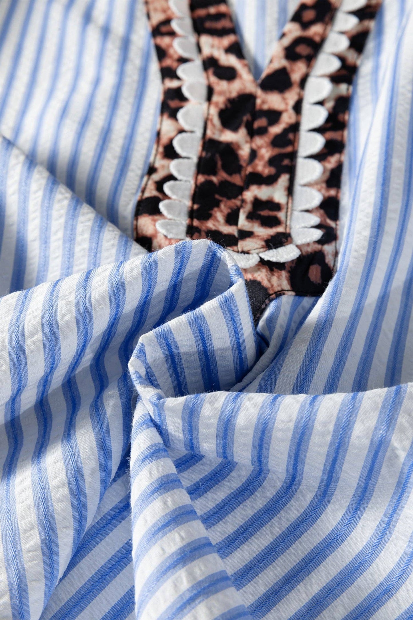 PRETTY BASH Leopard Patchwork Collared Blouse