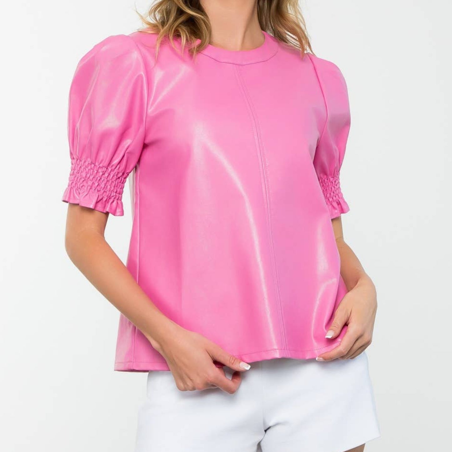 Short Sleeve Leather Top