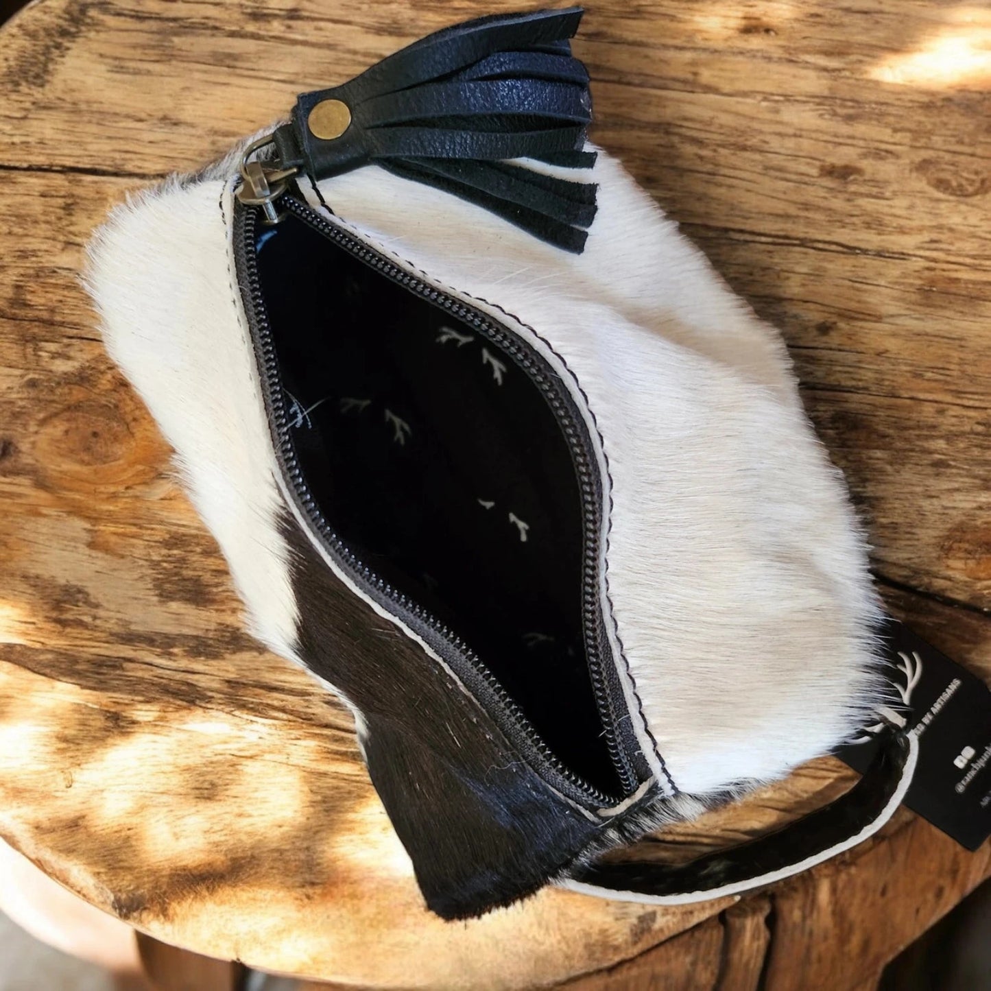 Genuine Cowhide Handcrafted Cosmetic Pouch Highlands Cowhide Makeup Bag