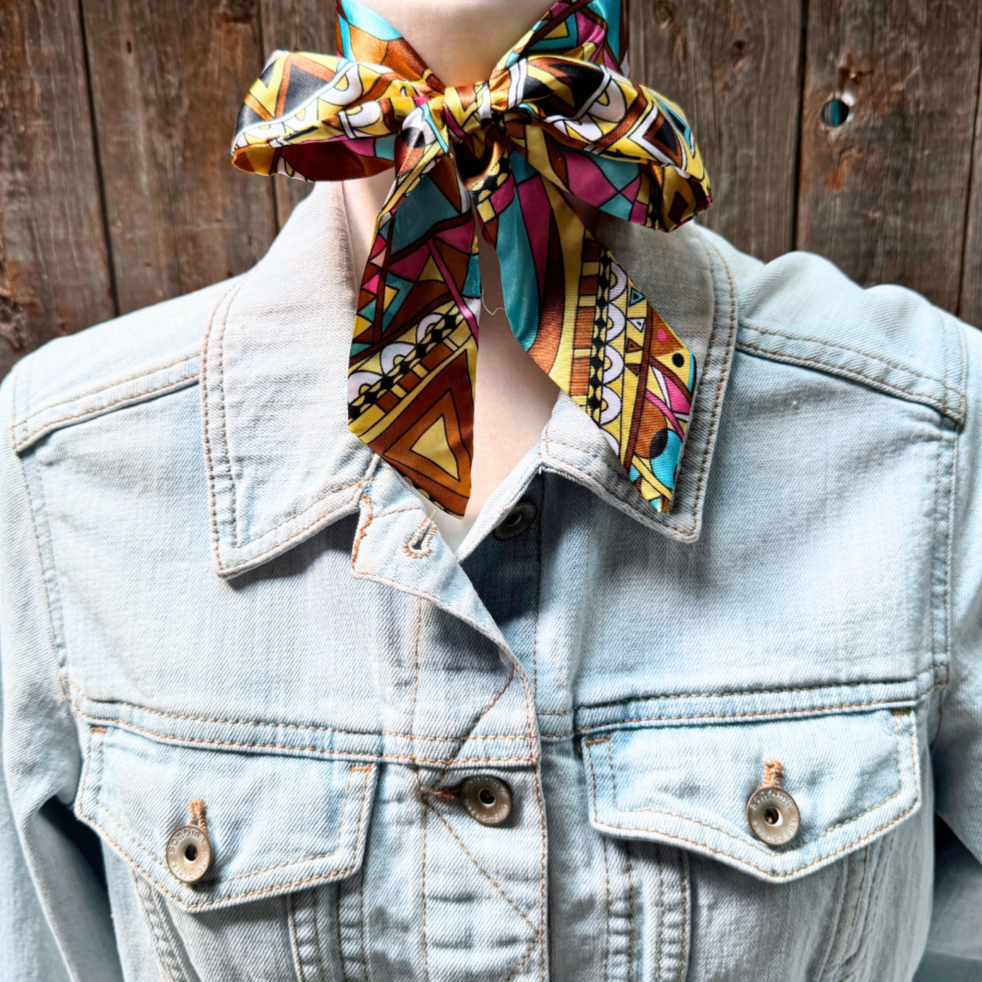 Brown and Yellow Western Skinny Mini Wild Rag Scarf / Cowgirl Necktie #TW328