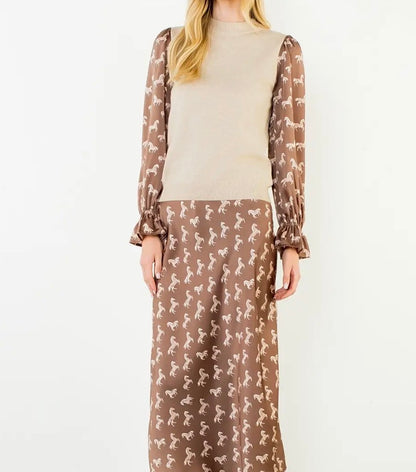 Horse Print Sleeve Top