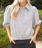 Pearl Quarter Button collared Tweed Top 36950