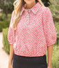 Pearl Quarter Button collared Tweed Top 36950