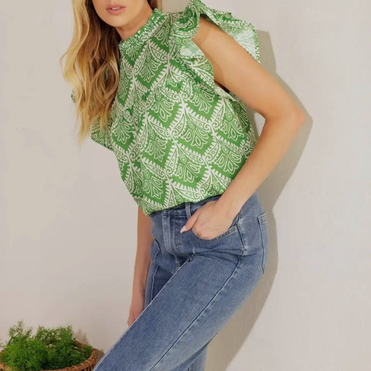 A Printed Woven Top