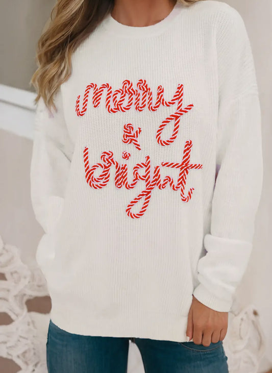 Merry Bright Letter Christmas Sweater