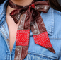 Red and Brown Bandana Silk Twilly Scarf