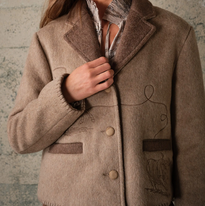 Two Tone Wool Jacket with Embroidery 25097J