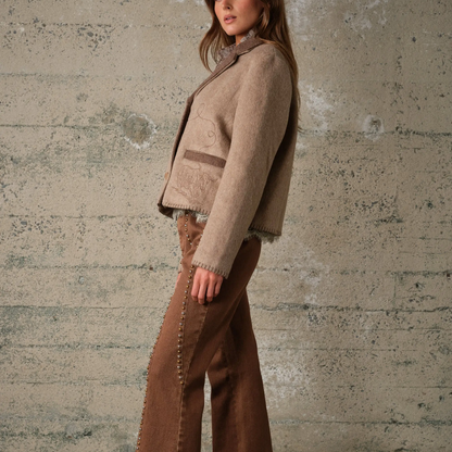 Two Tone Wool Jacket with Embroidery 25097J