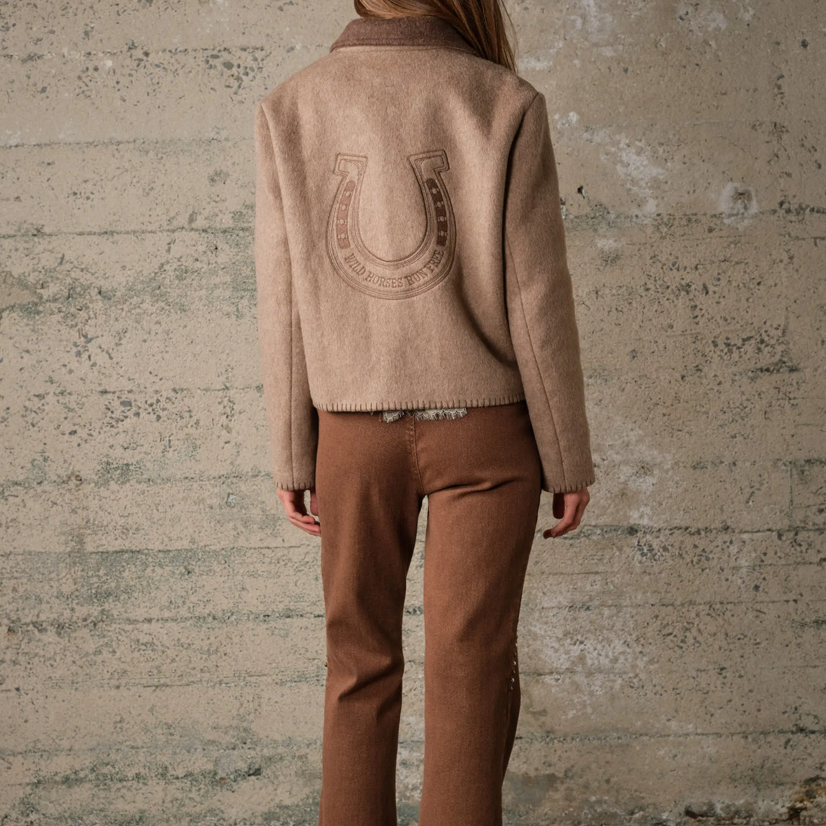 Two Tone Wool Jacket with Embroidery 25097J