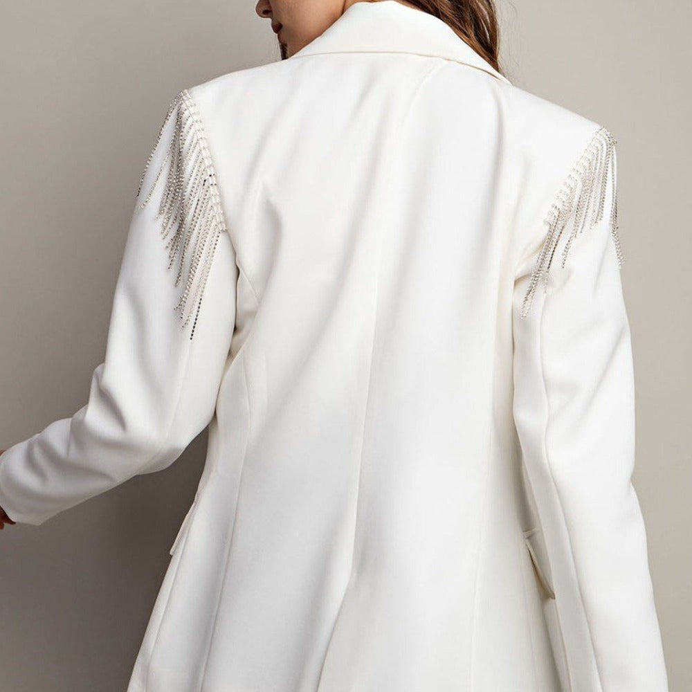 Jeweled Fringe Shoulder Jacket