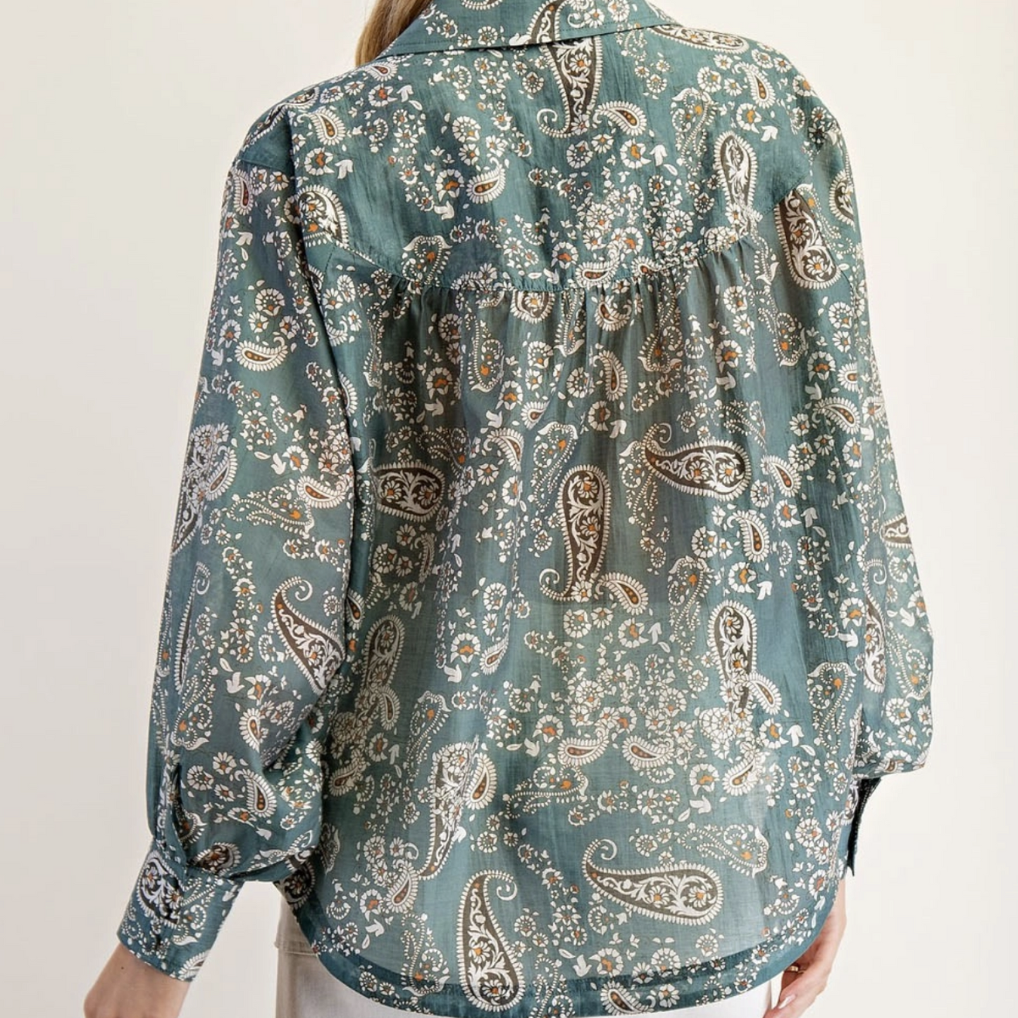 Paisley Printed Long Sleeve Blouse