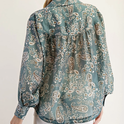 Paisley Printed Long Sleeve Blouse