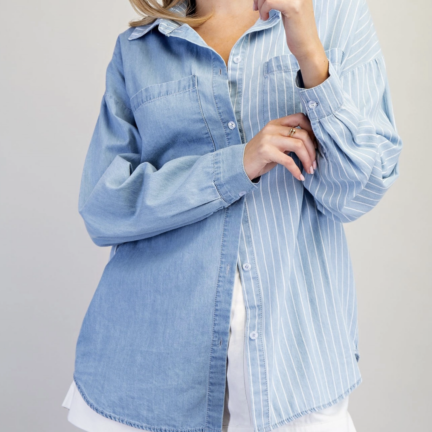 Contrast Striped Button Down Shirt