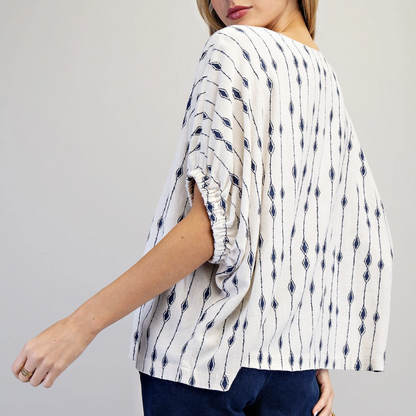 Geometric Dolman Sleeve Blouse