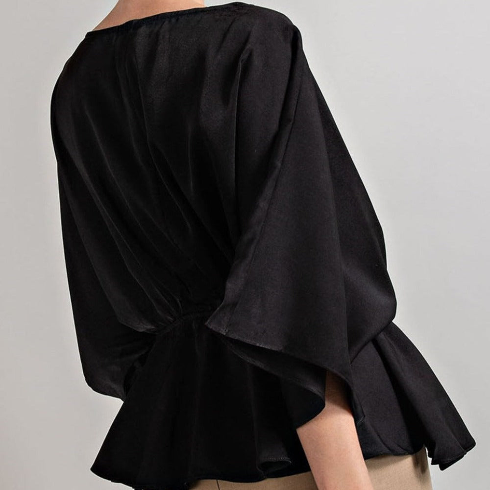 V-Neck Satin Blouse Top