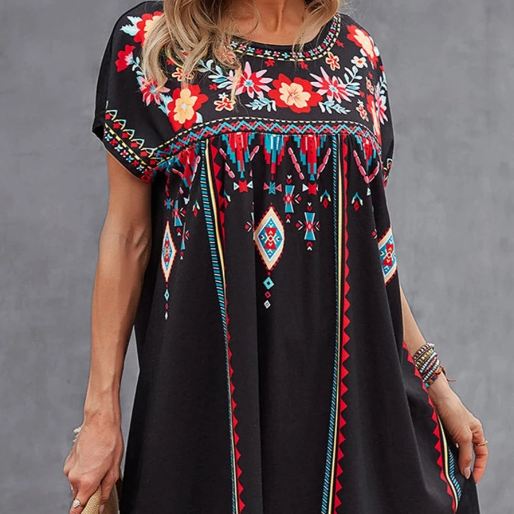 Multicolor Floral Boho Print Dress