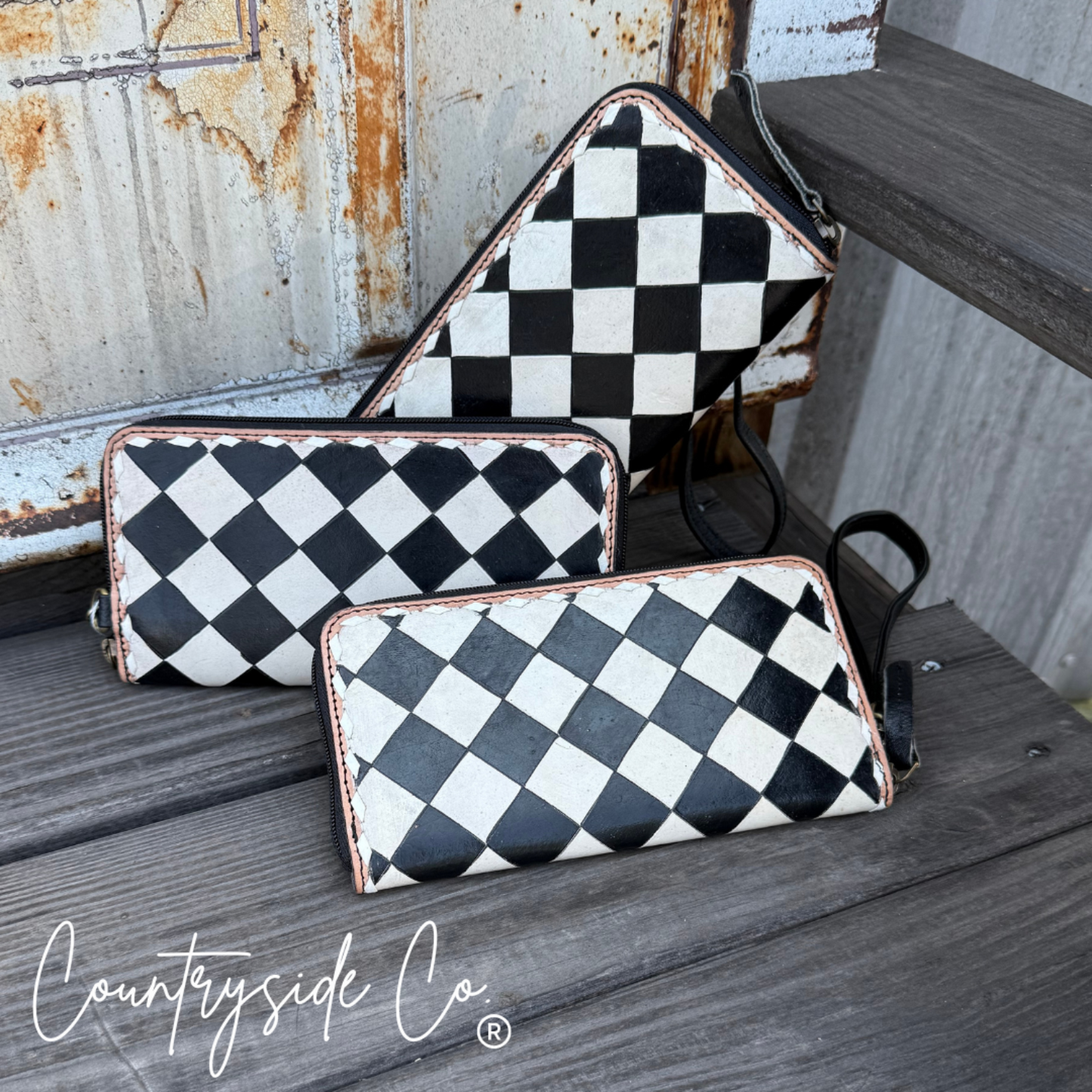Avenue Checkered Leather Wallet