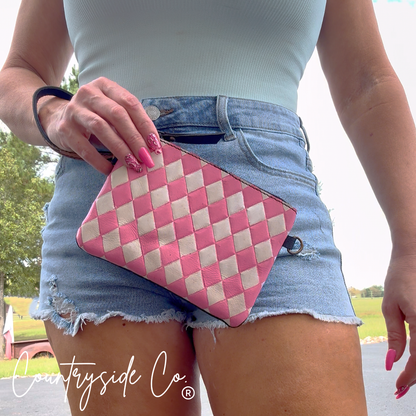 Cowgirl Kiss Checkered Leather Small Purse