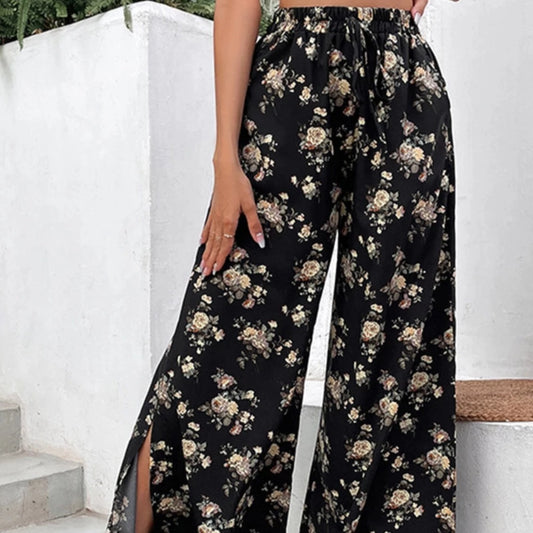 Wide Leg Pants with LOUD Flower Print