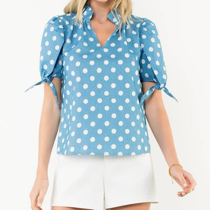 Tie Sleeve Dotted Top