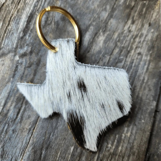 Texas Cowhide Leather Key Chain- Texas Key Fob