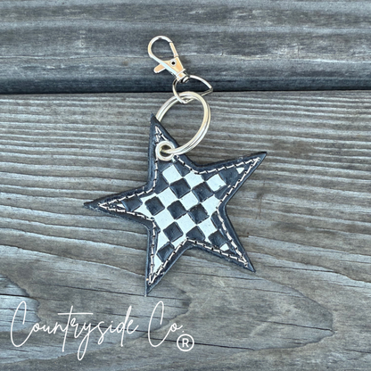 Checkered Star Keychain