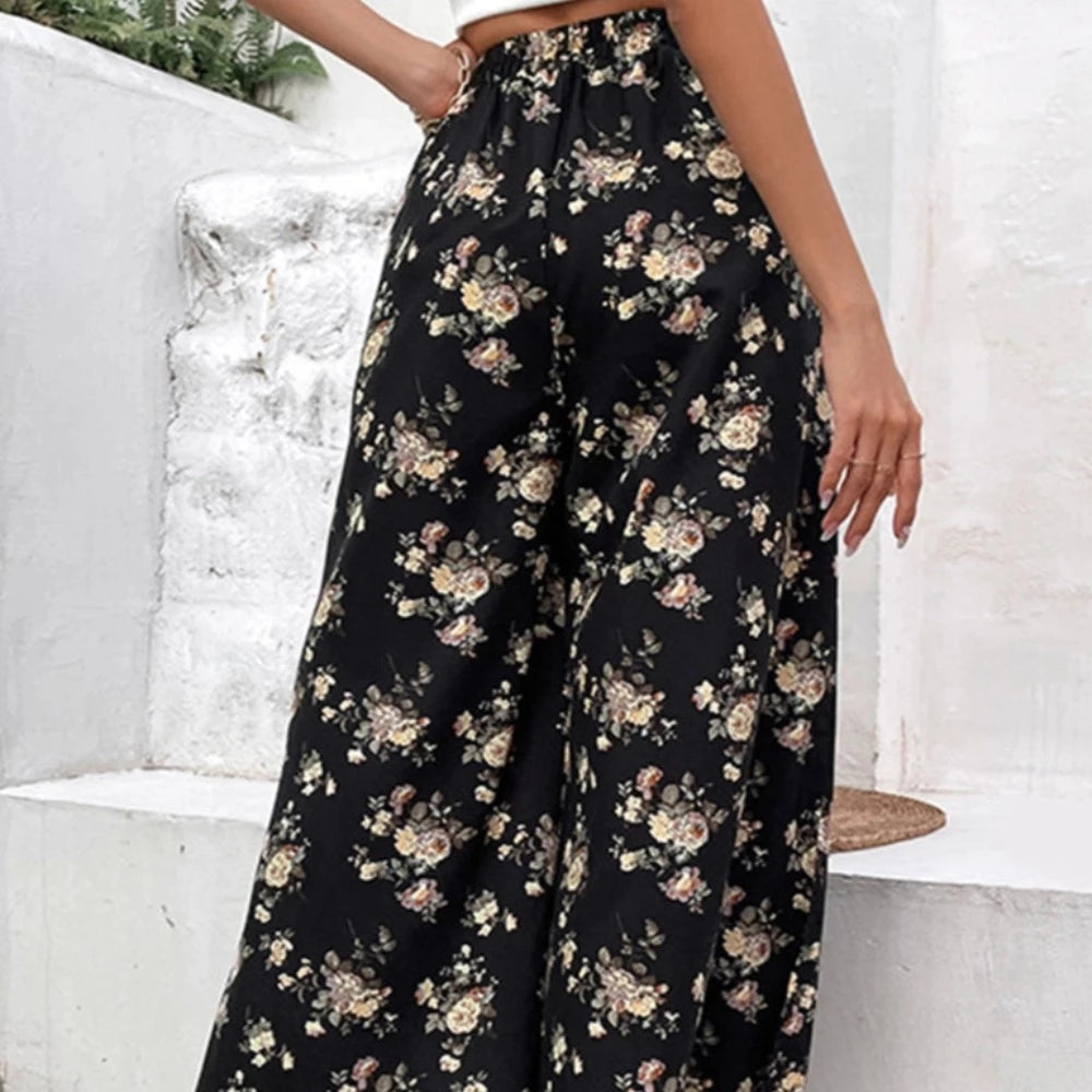 Wide Leg Pants with LOUD Flower Print