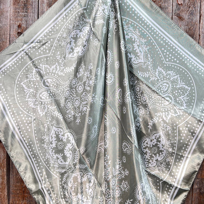 35X35"  Sage Floral Paisley Wild Rag/Scarf WR3380
