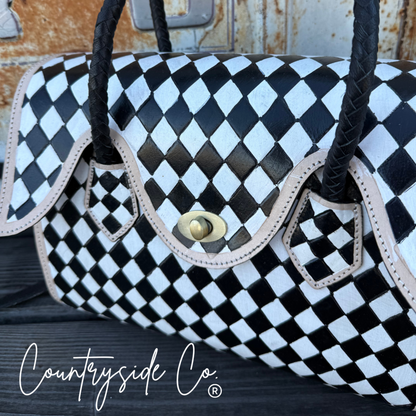 Reno Leather Checkered Handbag