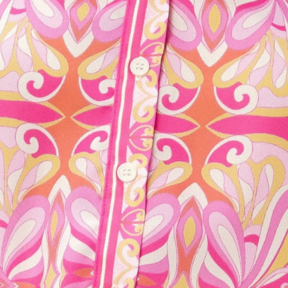 A Mixed Print Collared Blouse
