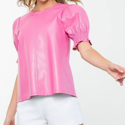 Short Sleeve Leather Top