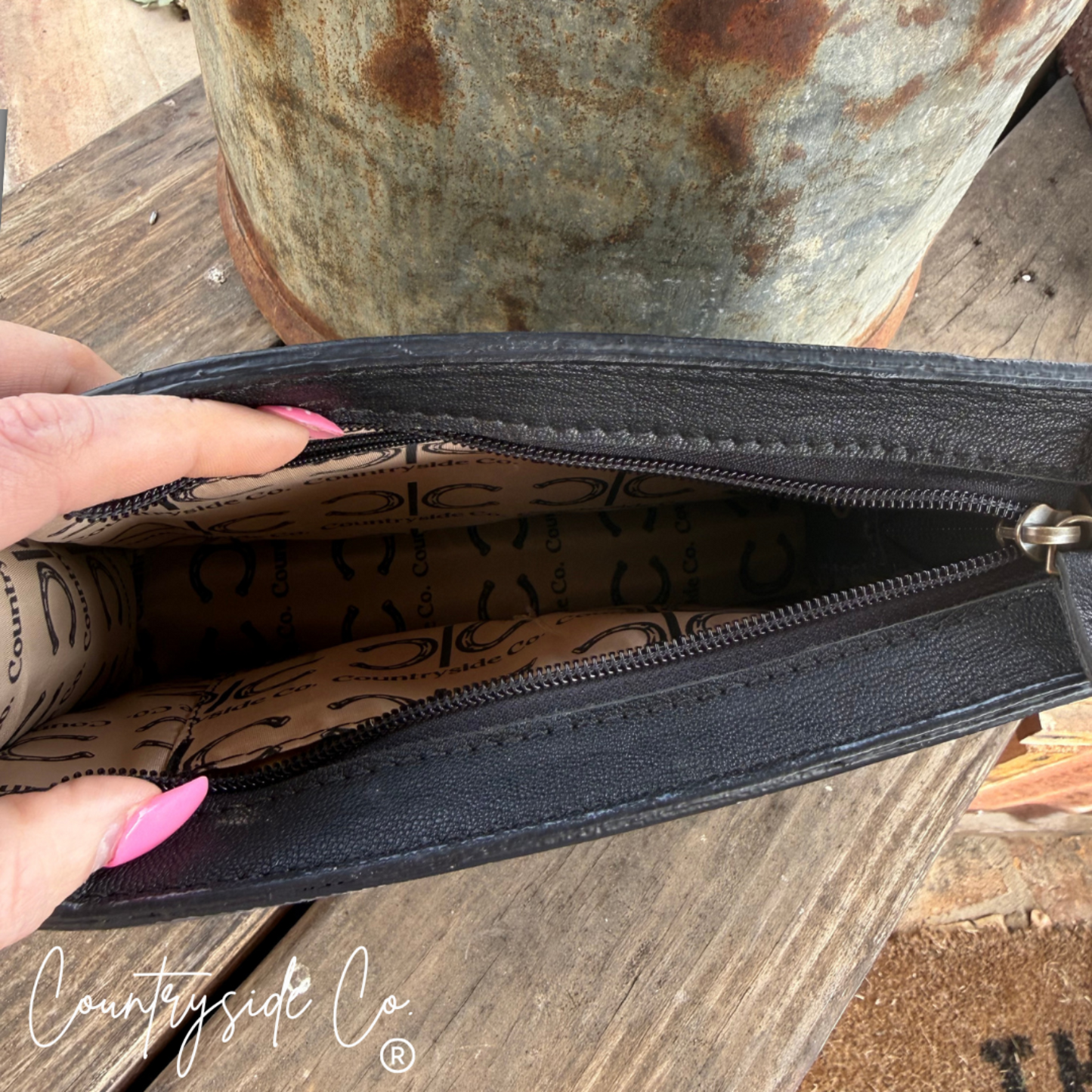 Sagebrush Tooled Leather Handbag, Wristlet