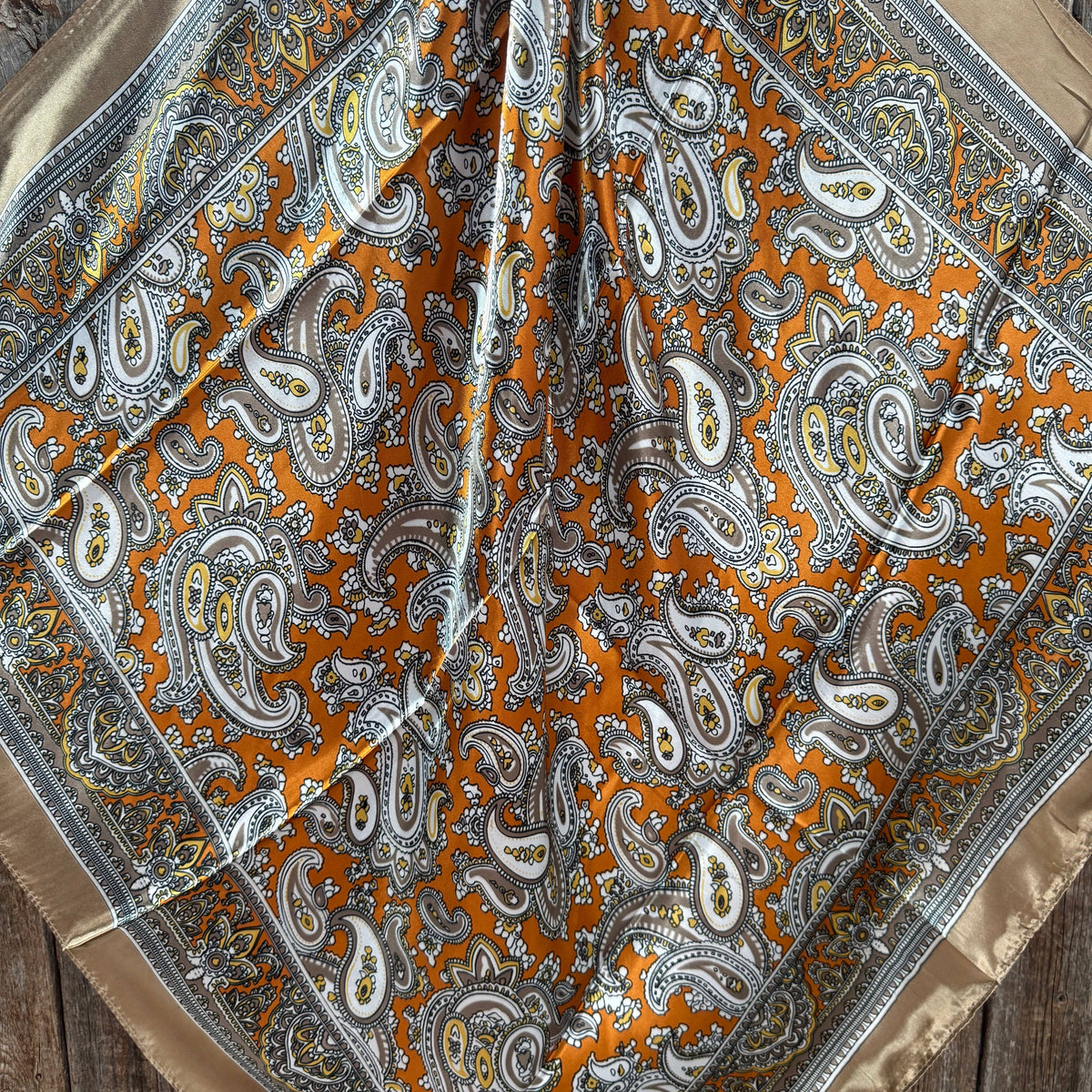 35X35" Yellow and Tan Paisley Wild Rag / Scarf WR2142