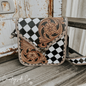 Melrose  Tooled Leather Checkered Handbag