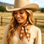 Brown and Cream Western Skinny Mini Wild Rag Scarf / Cowgirl Necktie #TW123