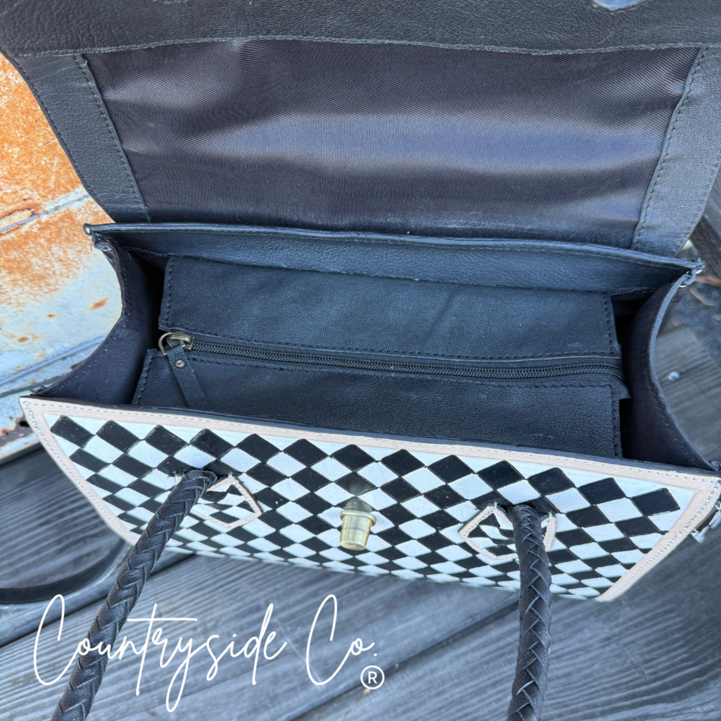 Reno Leather Checkered Handbag