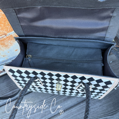 Reno Leather Checkered Handbag