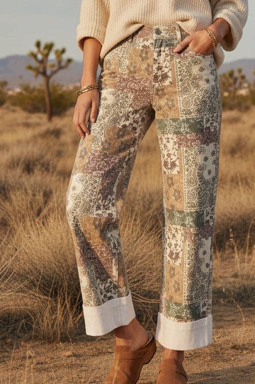 BOHO TAN DENIM CUFF PANT (7 PIECE)
